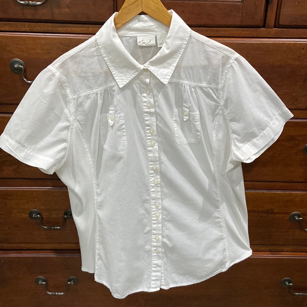 Women’s Large White Camp Shirt-Loads of Details!